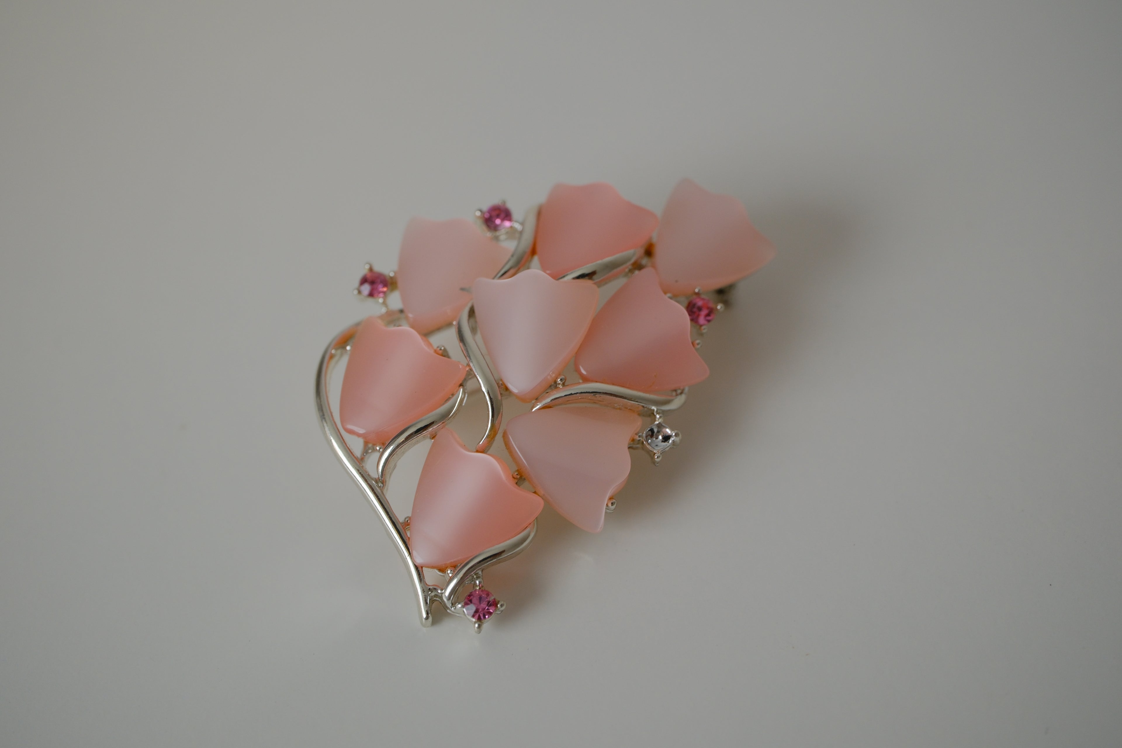 Vintage Coro Pink Lucite floral brooch