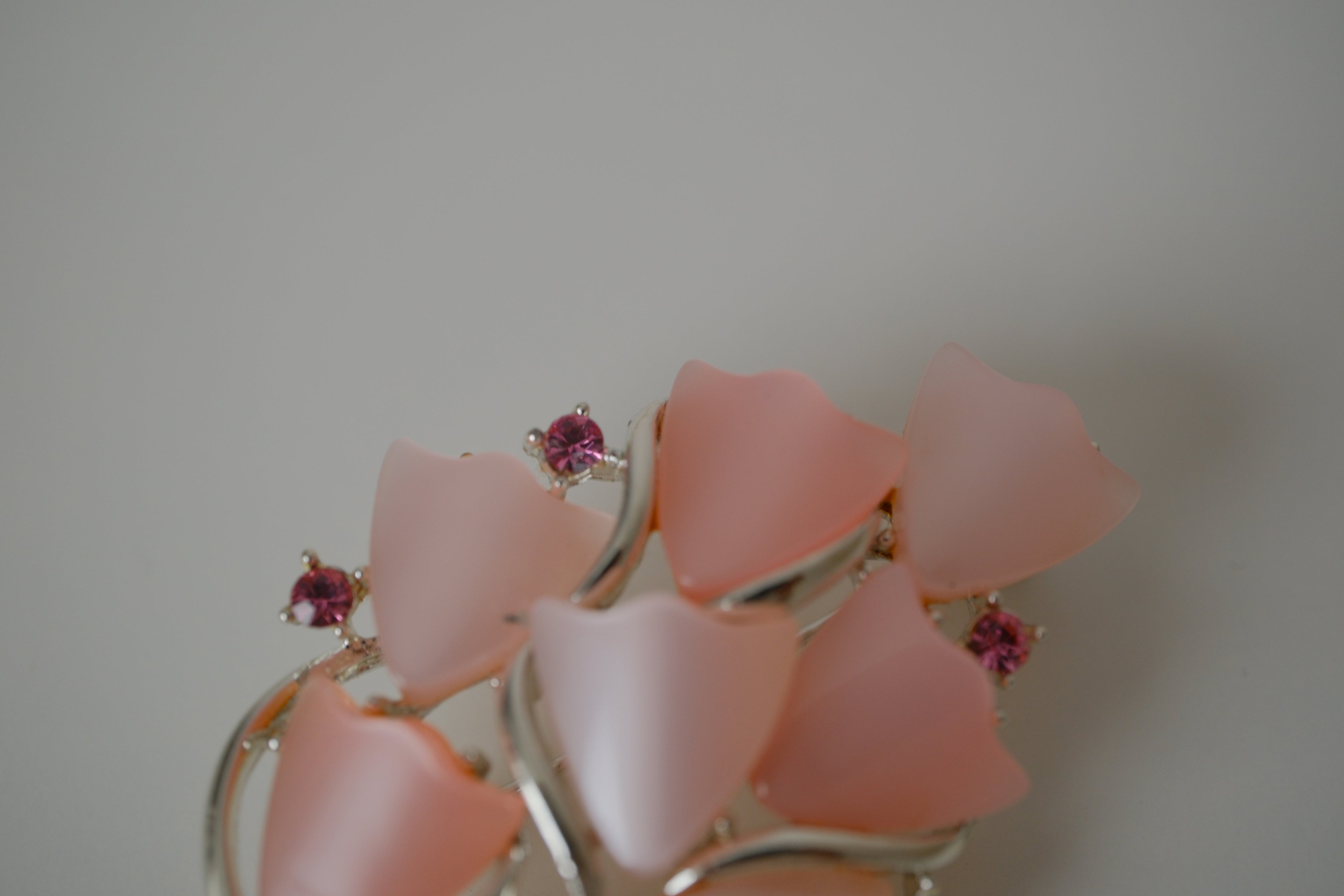 Vintage Coro Pink Lucite floral brooch
