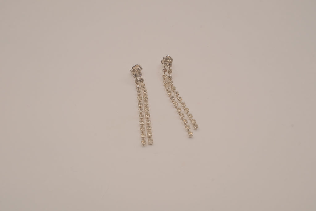 Vintage silver-tone linear drop earrings