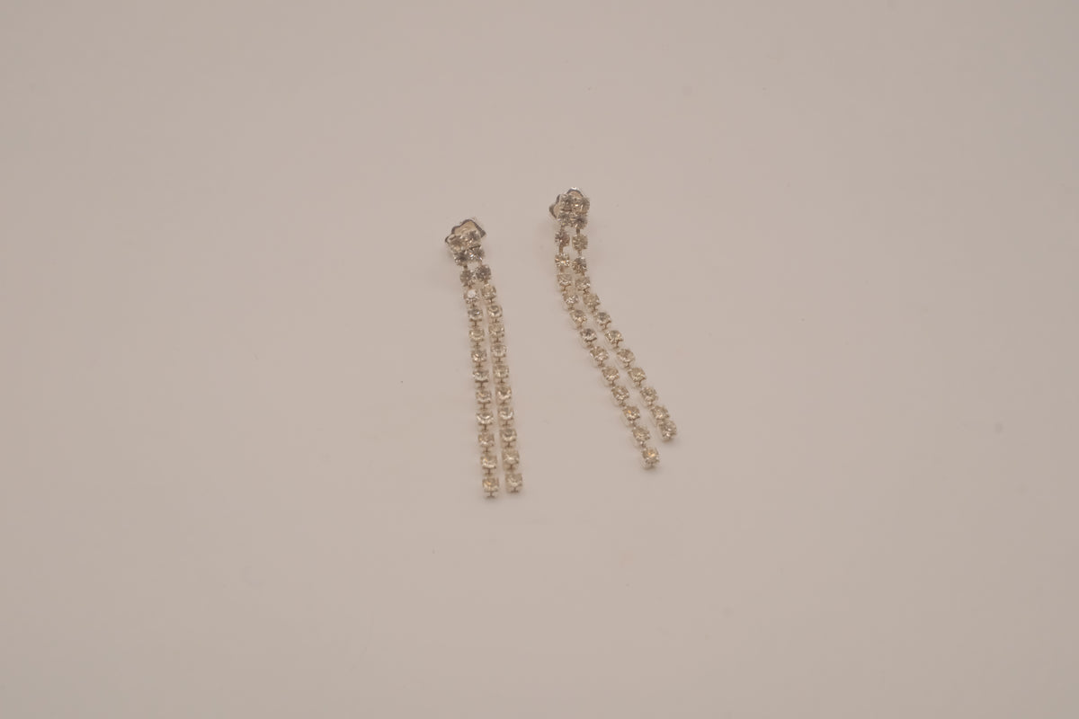 Vintage silver-tone linear drop earrings
