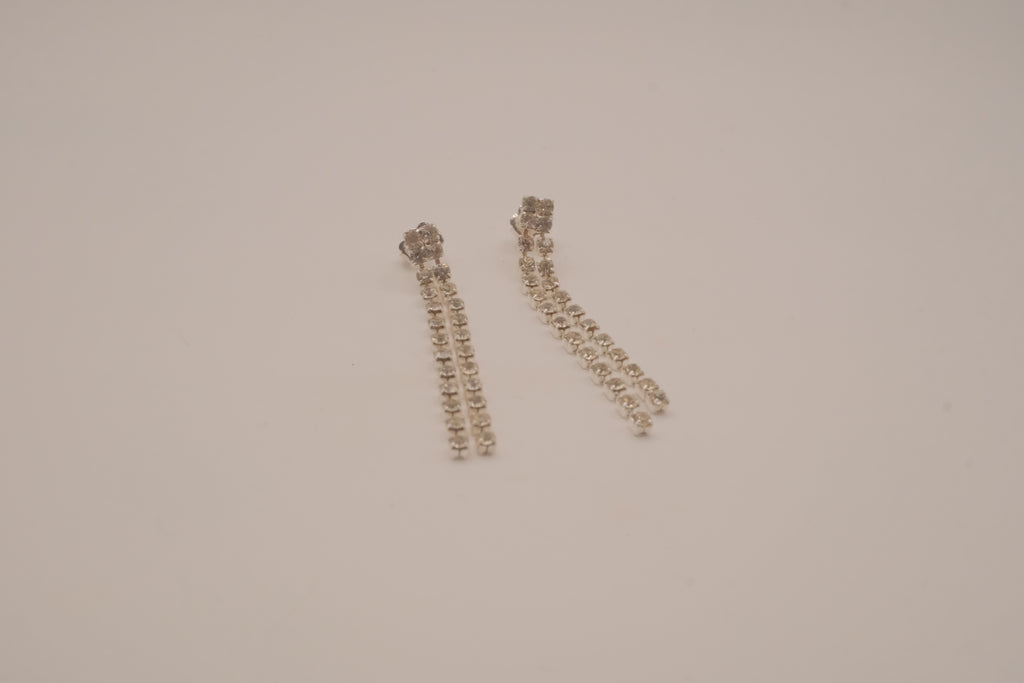 Vintage silver-tone linear drop earrings