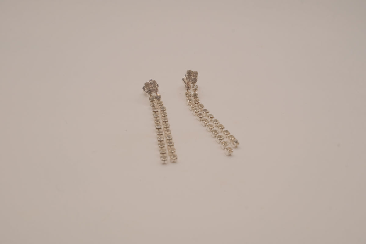 Vintage silver-tone linear drop earrings