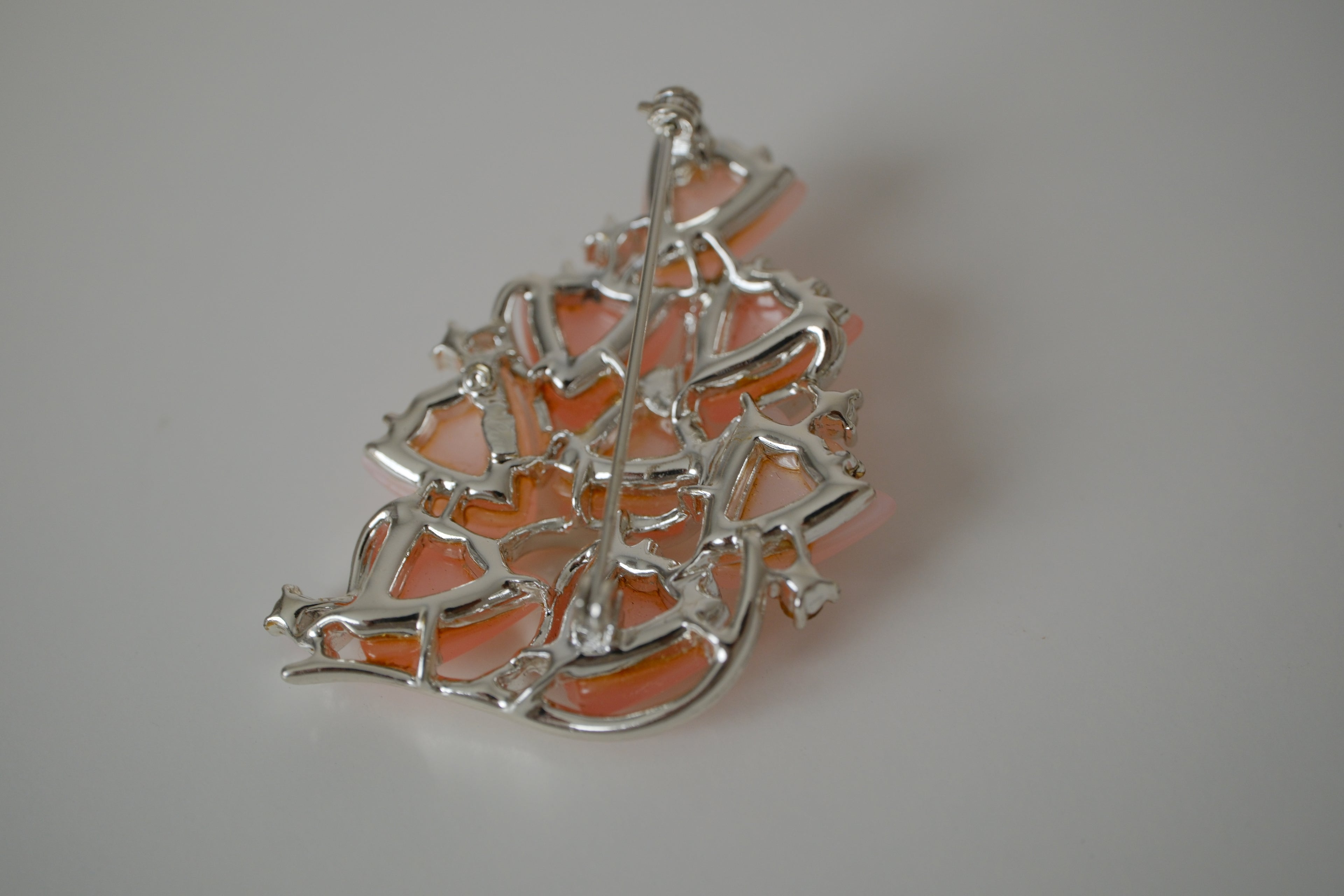 Vintage Coro Pink Lucite floral brooch