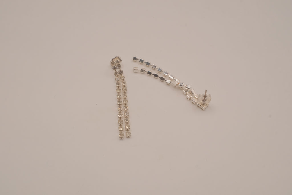 Vintage silver-tone linear drop earrings