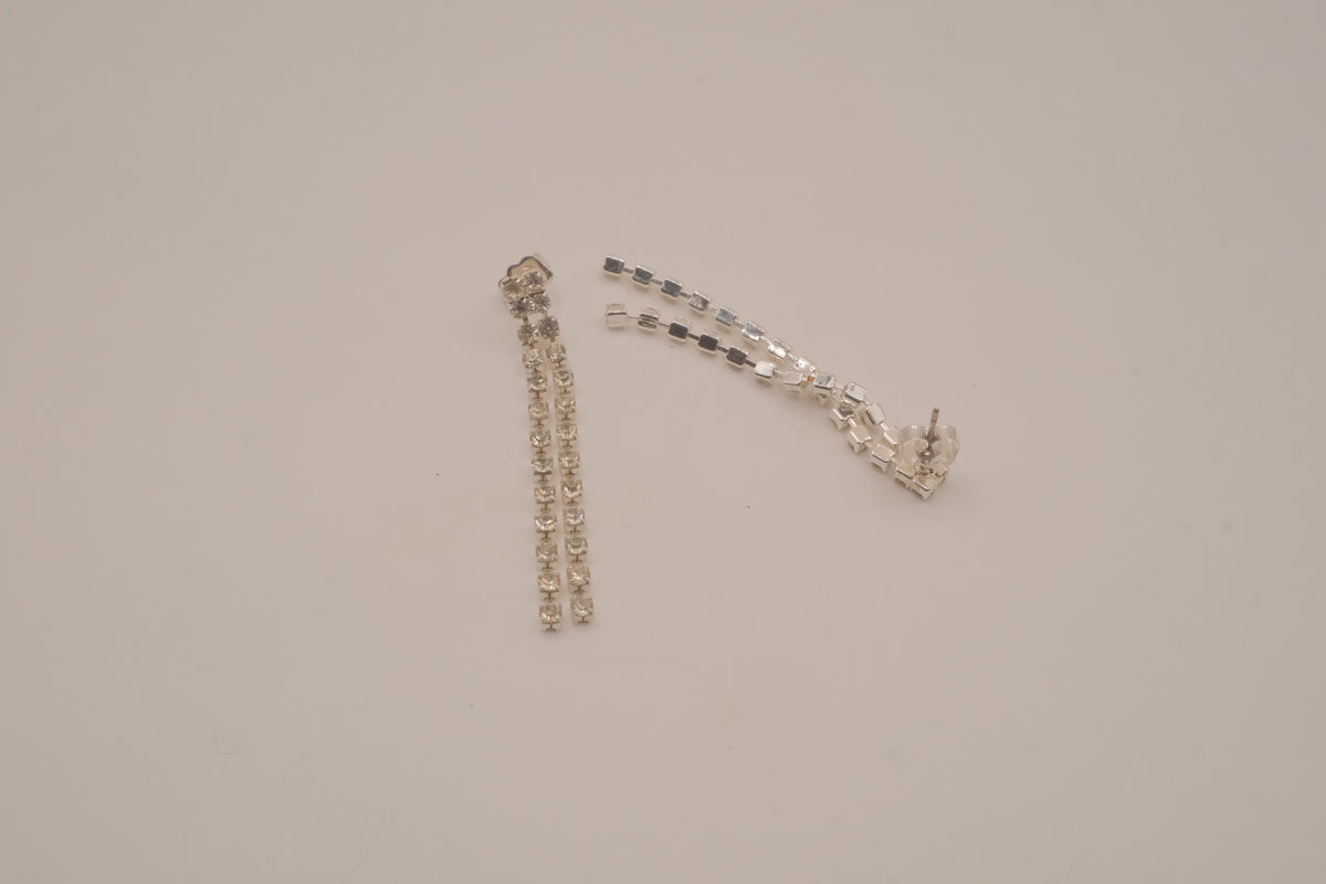 Vintage silver-tone linear drop earrings