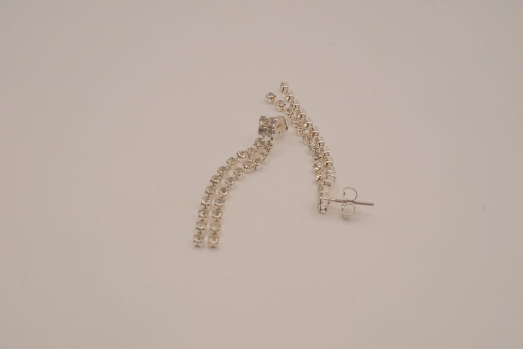 Vintage silver-tone linear drop earrings