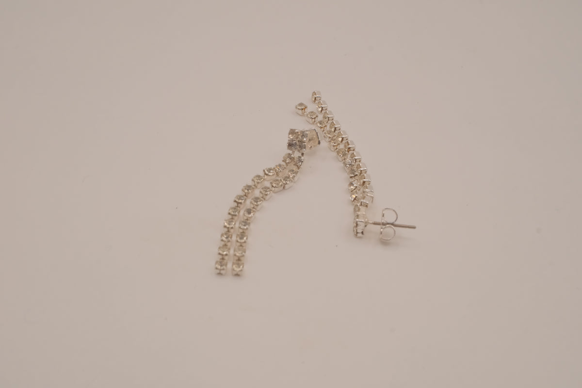 Vintage silver-tone linear drop earrings
