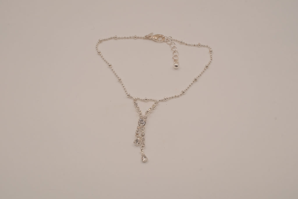 Vintage Avon silver-tone rhinestone drop anklet&nbsp;