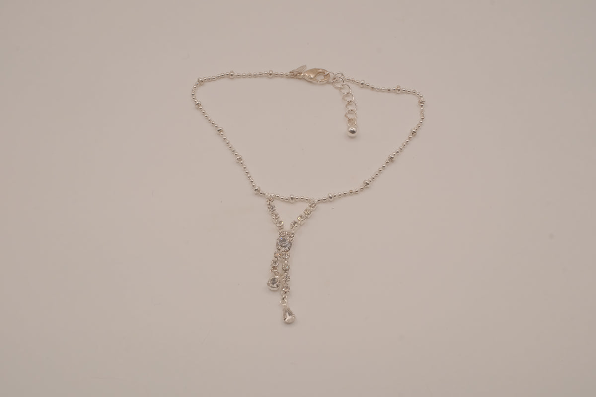 Vintage Avon silver-tone rhinestone drop anklet&nbsp;