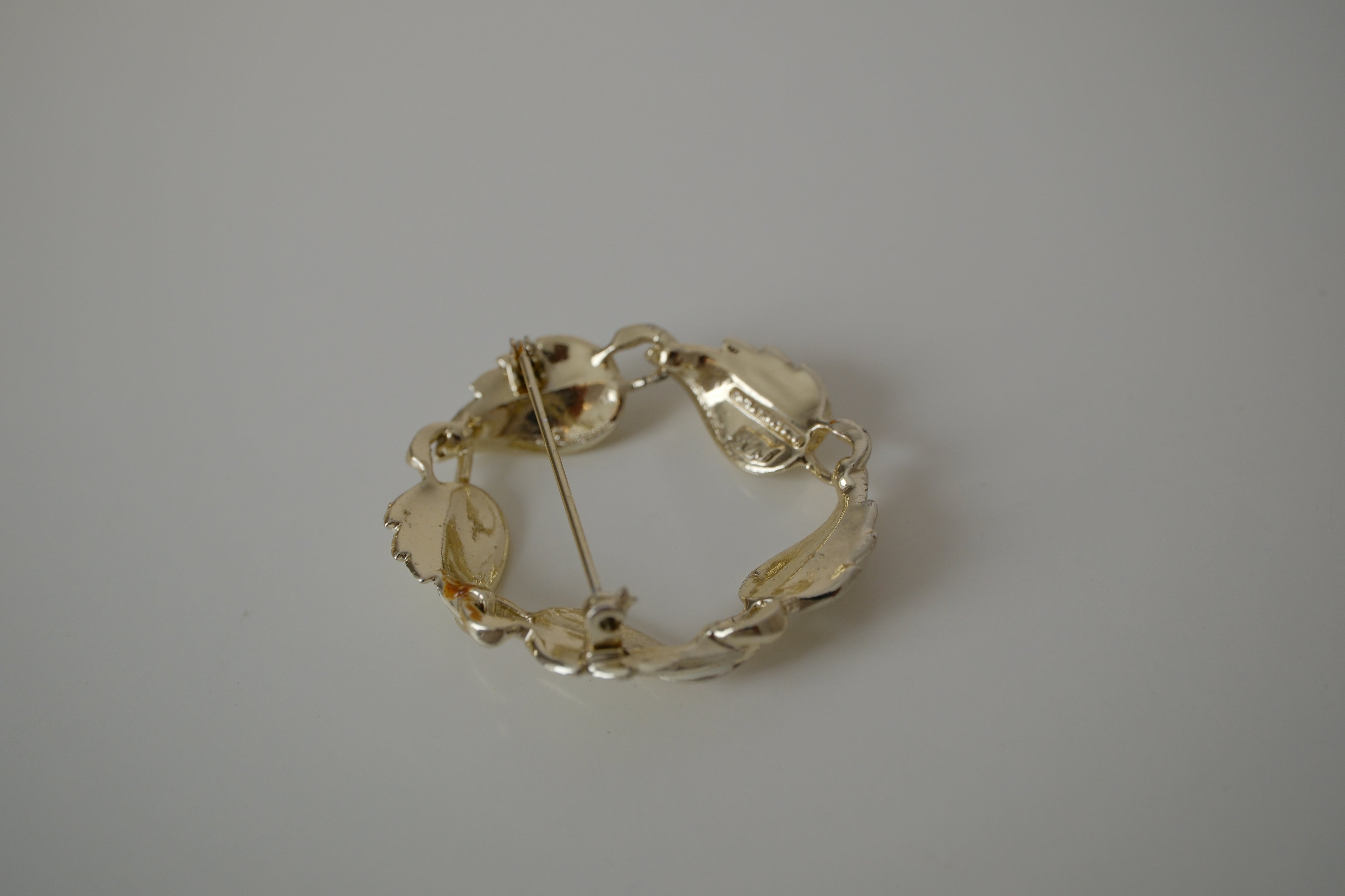 Vintage Coro White enamel Leaf brooch