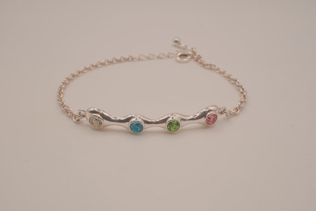 Vintage Avon Silvertone Pastel Rhinestone Bracelet