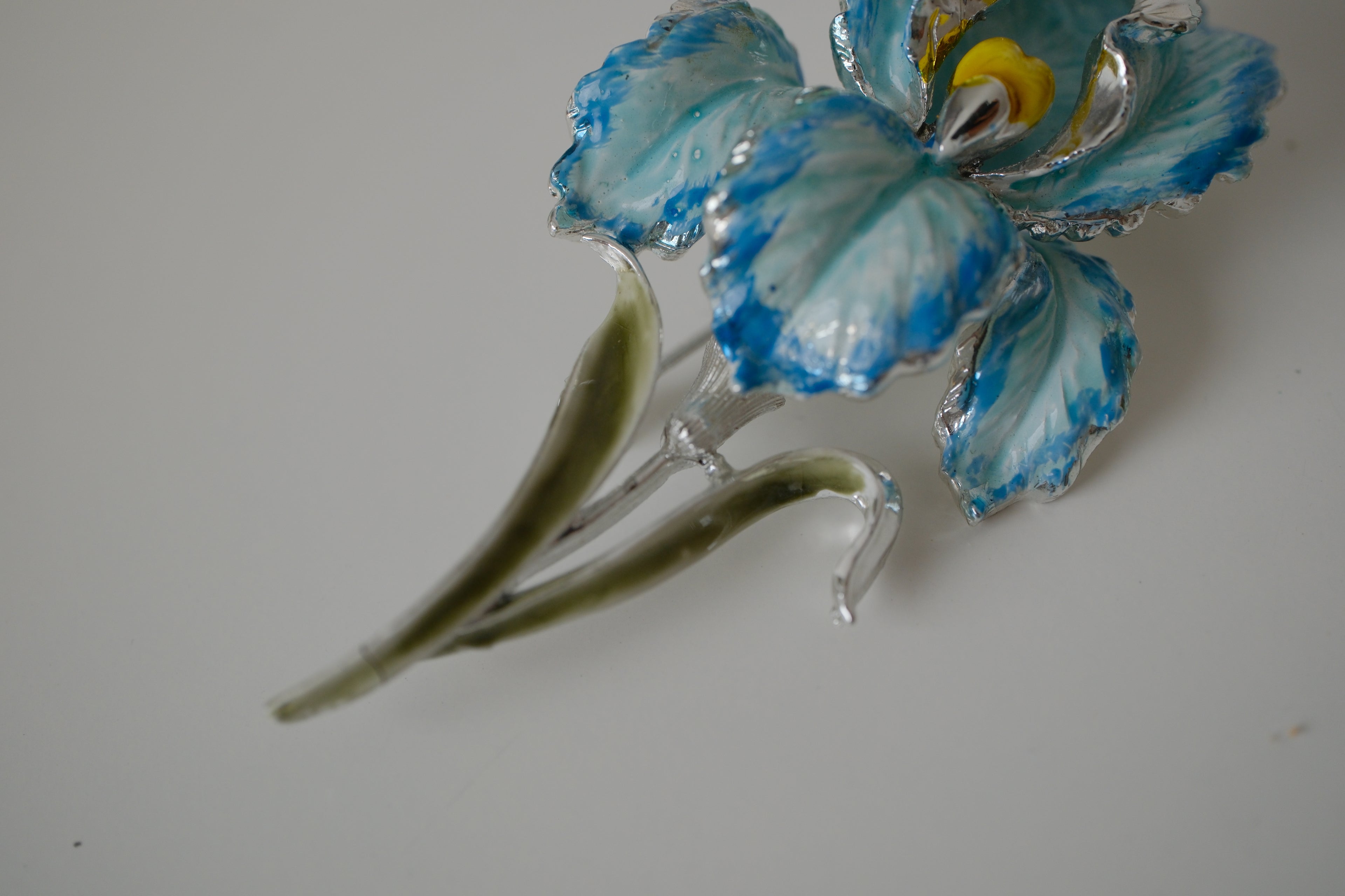 Vintage Coro Blue enamel Flower Brooch