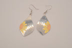 Boho metallic teardrop sunflower dangle earrings