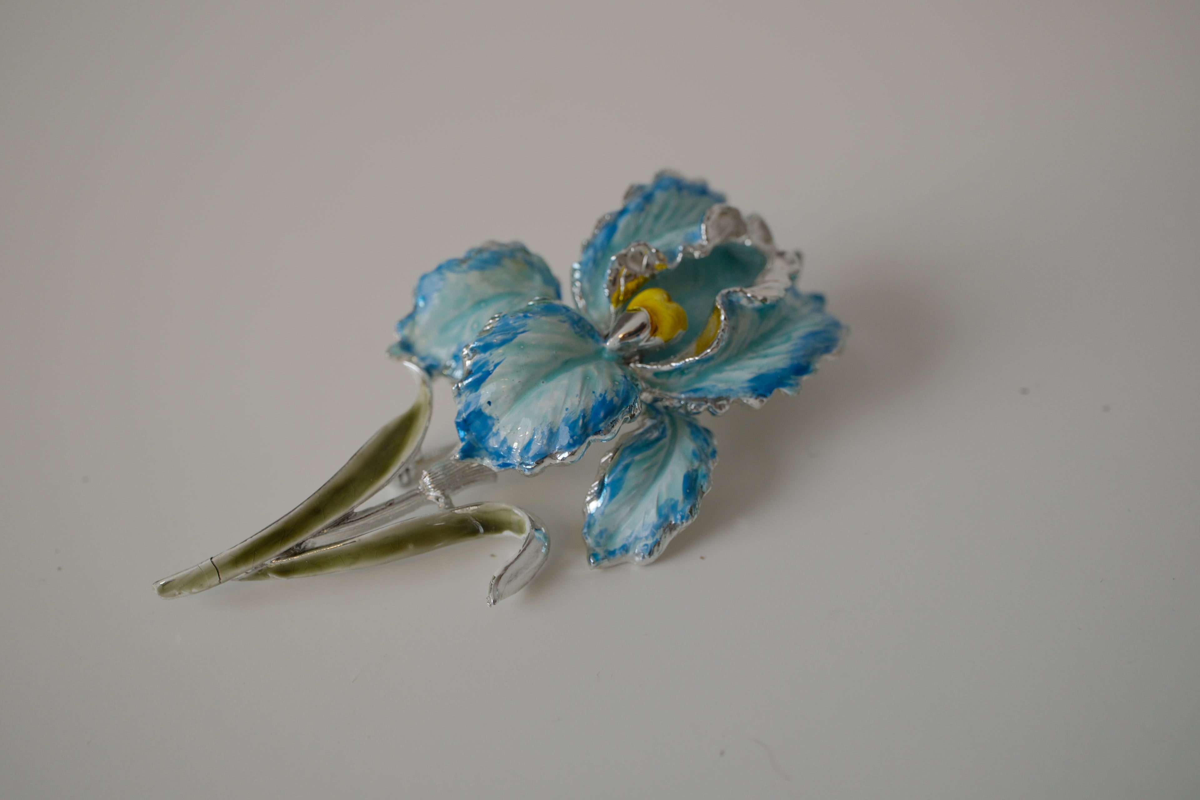 Vintage Coro Blue enamel Flower Brooch