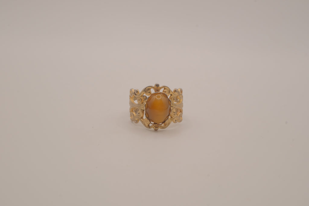 Vintage filigree butterscotch hue statement ring