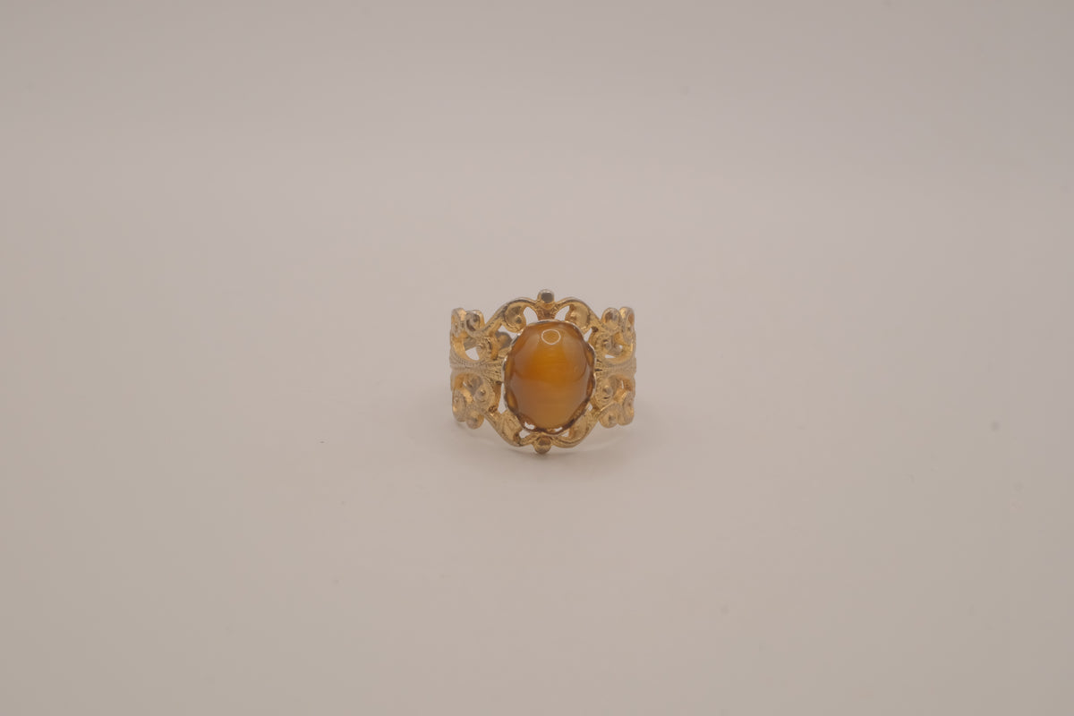 Vintage filigree butterscotch hue statement ring