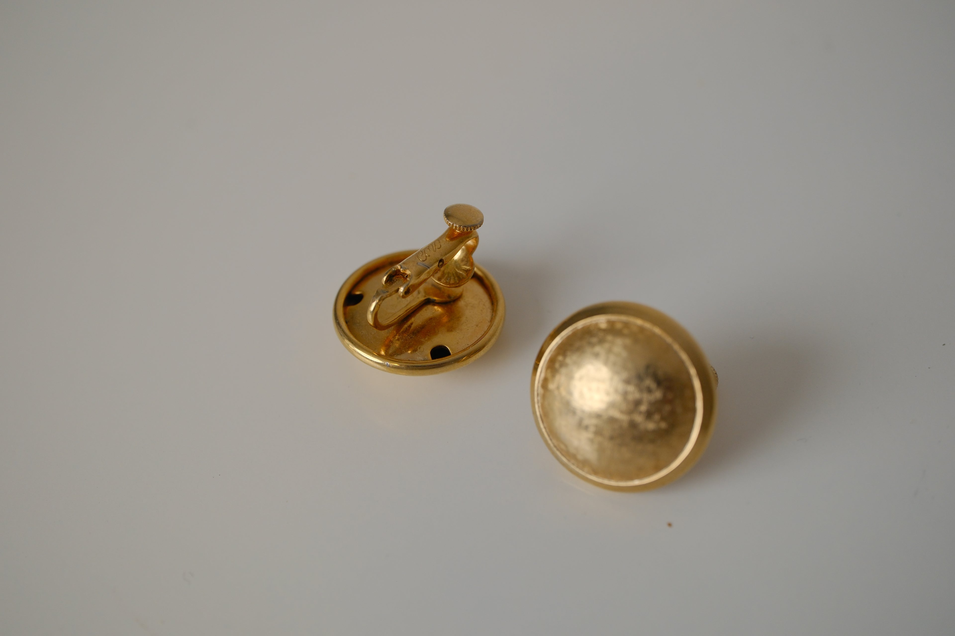 Vintage Coro gold-tone brushed dome clip-on earrings