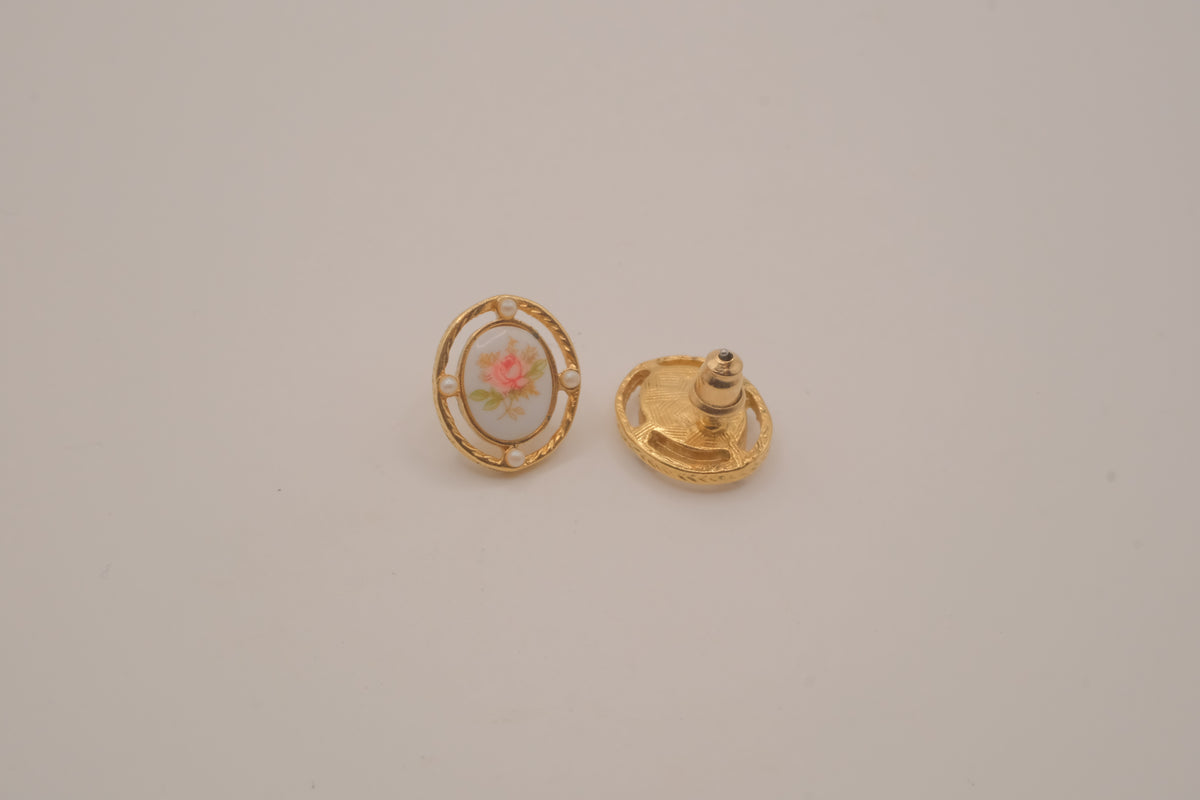 Vintage porcelain button earrings