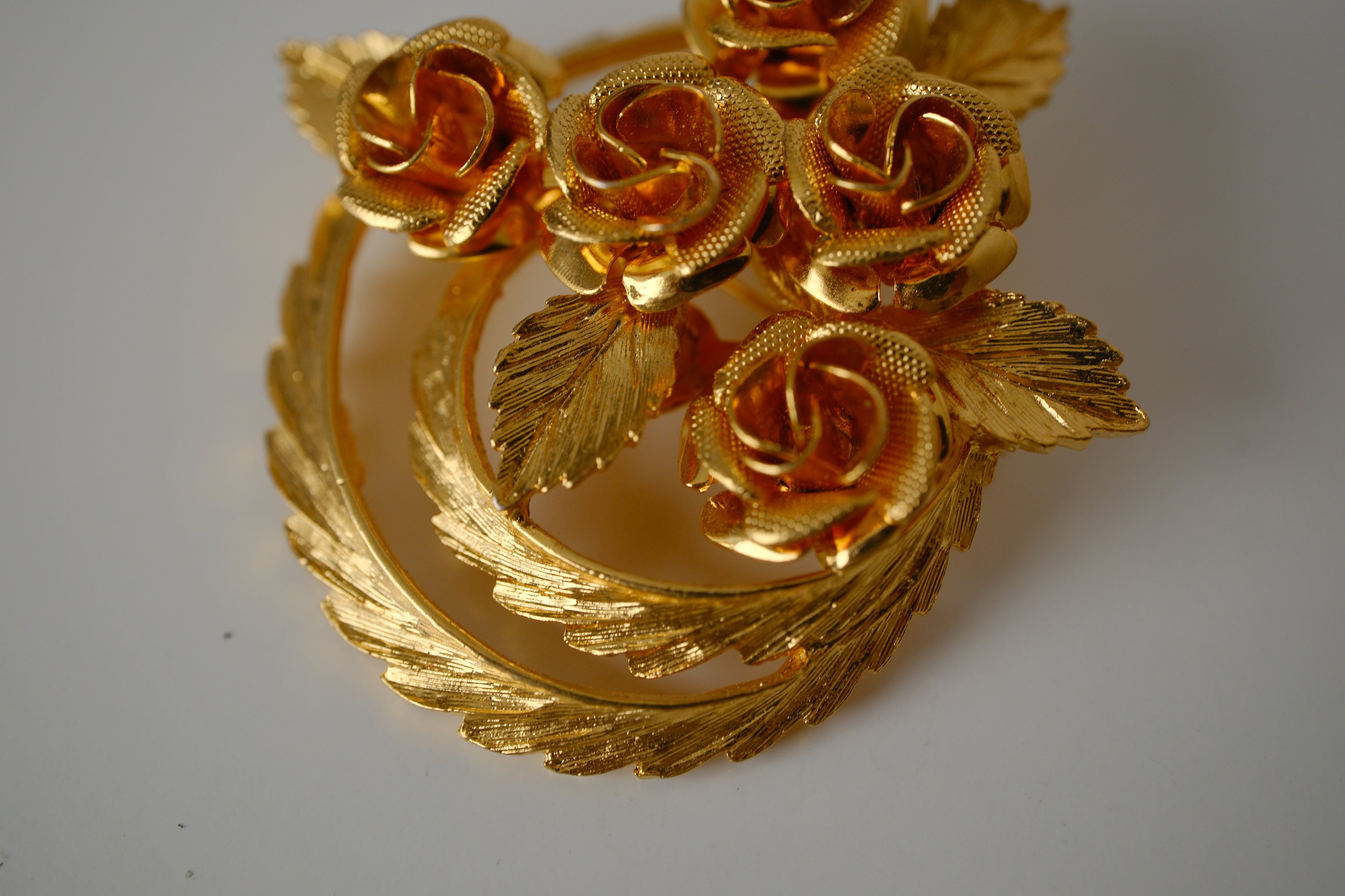 Vintage Coro gold-tone flower brooch