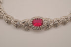 Oval-cut red stone tennis bracelet