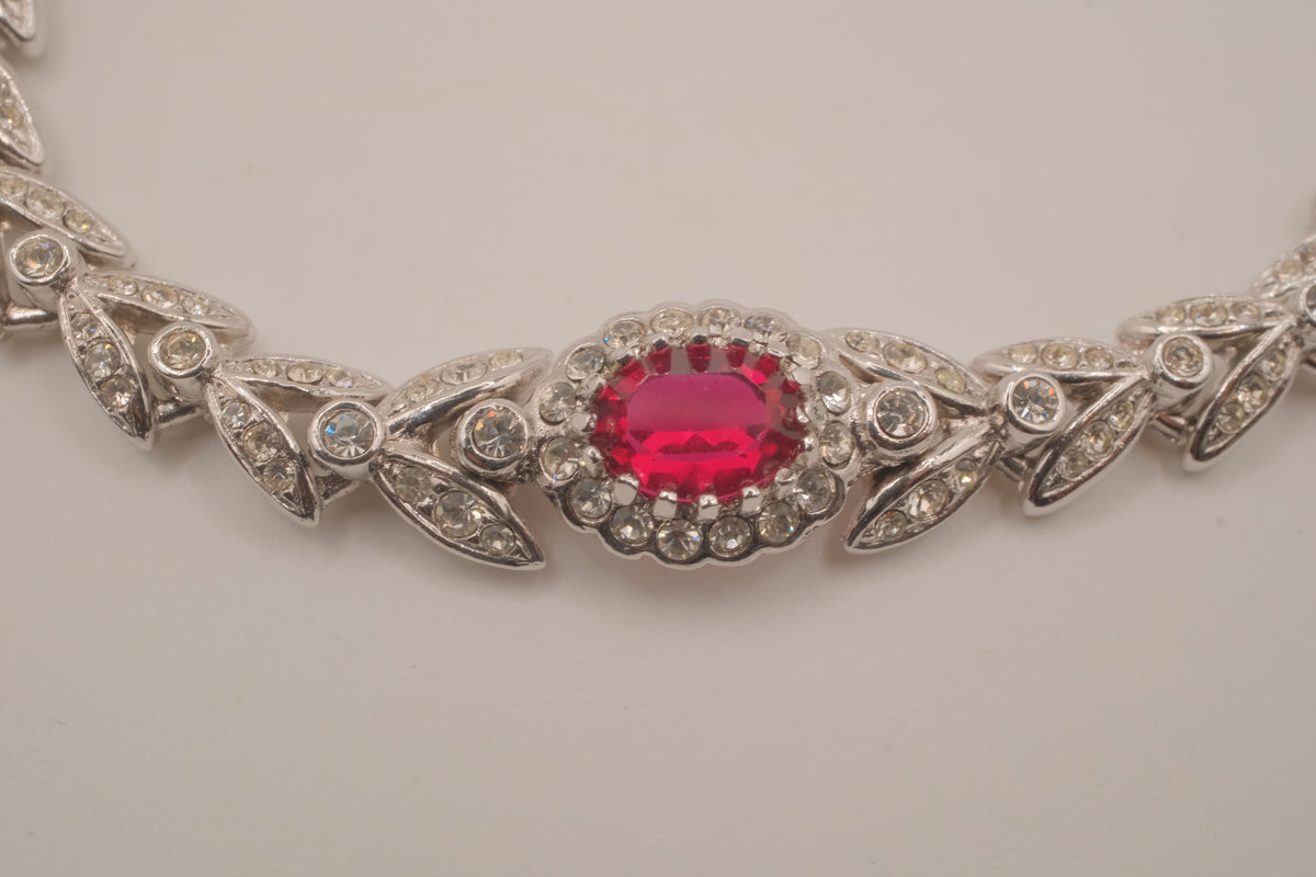 Oval-cut red stone tennis bracelet