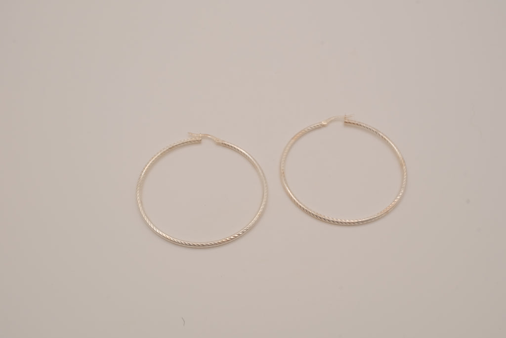 Sterling Silver textured hoop earrings