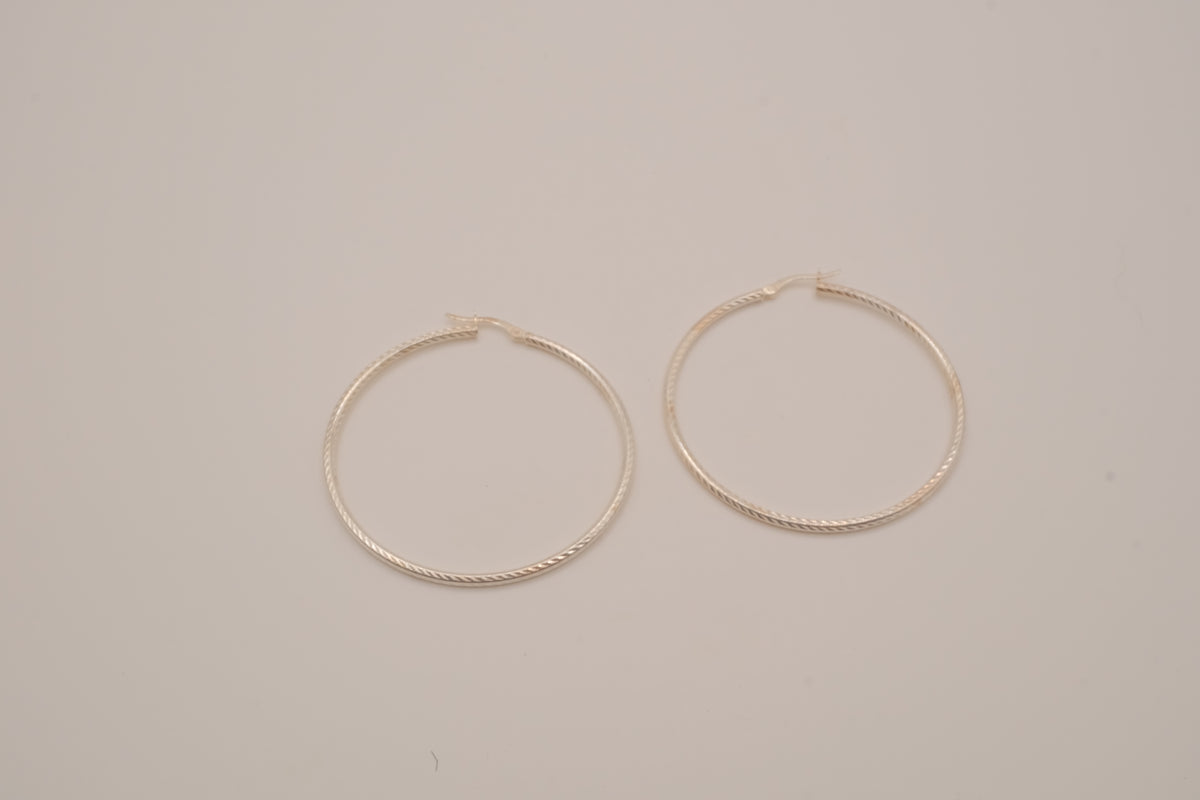 Sterling Silver textured hoop earrings