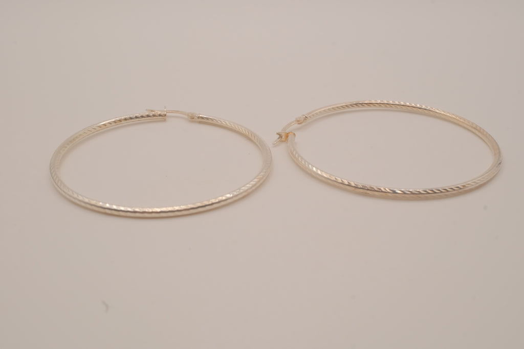 Sterling Silver textured hoop earrings