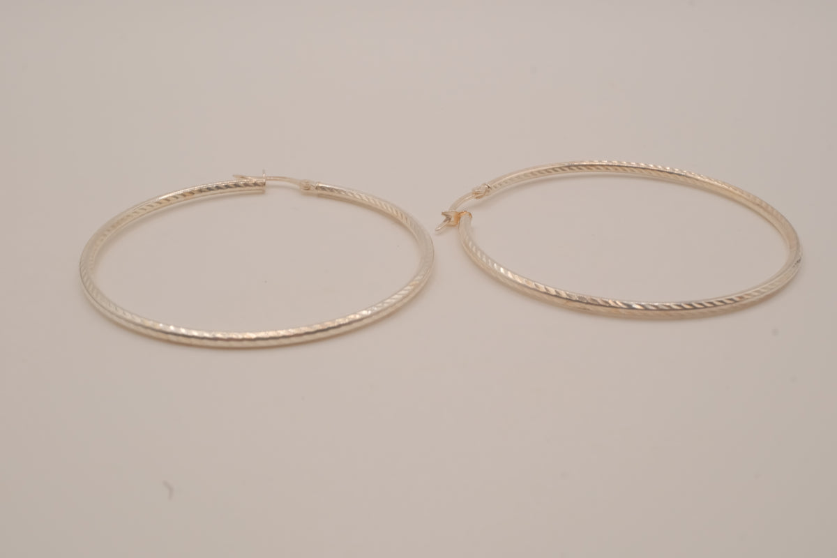 Sterling Silver textured hoop earrings