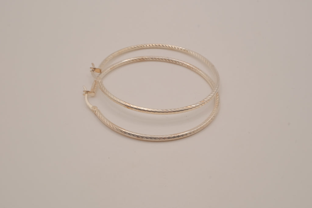Sterling Silver textured hoop earrings
