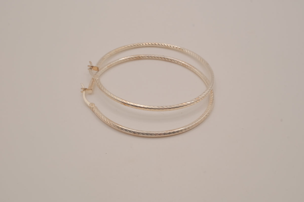 Sterling Silver textured hoop earrings
