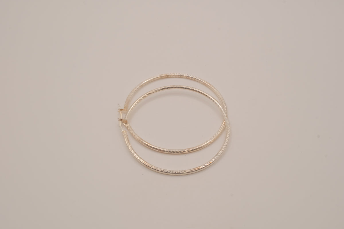 Sterling Silver textured hoop earrings