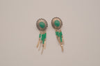 Vintage Southwestern-style sterling silver Malachite dangle earrings