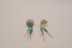 Vintage Southwestern-style sterling silver Malachite dangle earrings