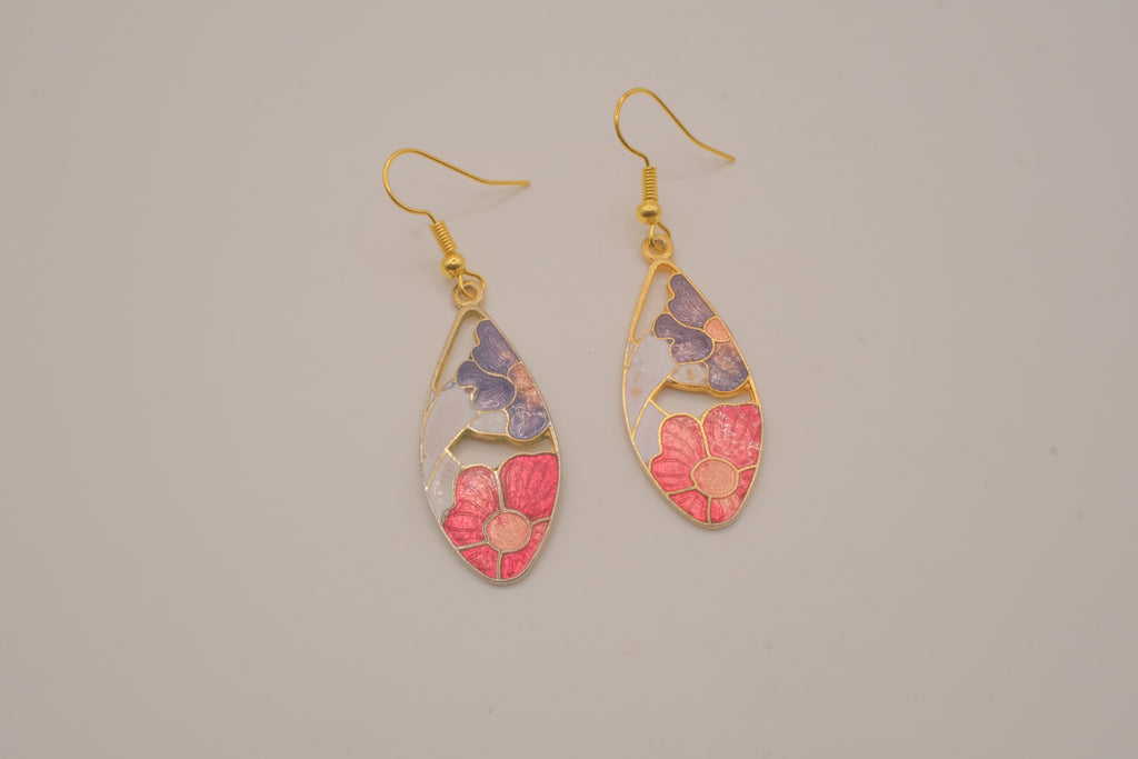 Vintage cloisonné enamel drop earrings