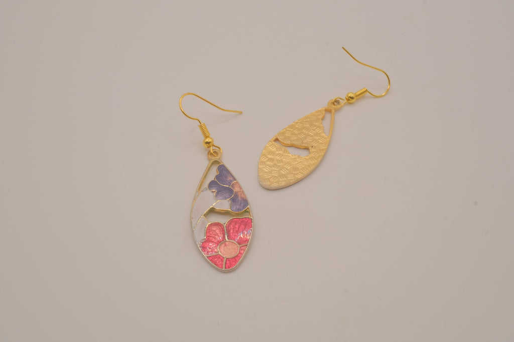 Vintage cloisonné enamel drop earrings