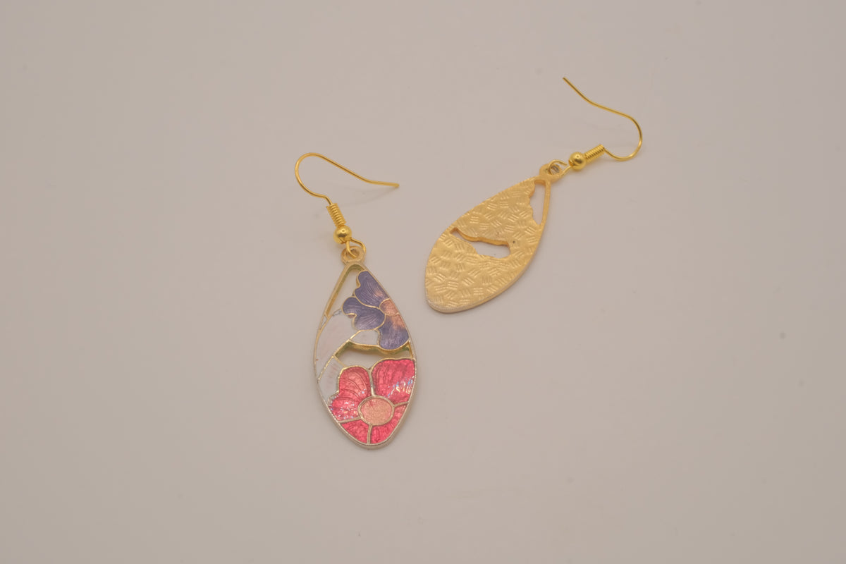 Vintage cloisonné enamel drop earrings