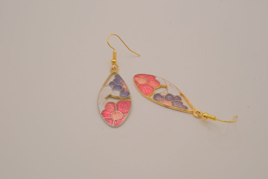 Vintage cloisonné enamel drop earrings