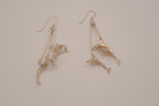 Vintage sterling silver double dolphin dangle earrings