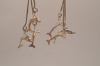 Vintage sterling silver double dolphin dangle earrings