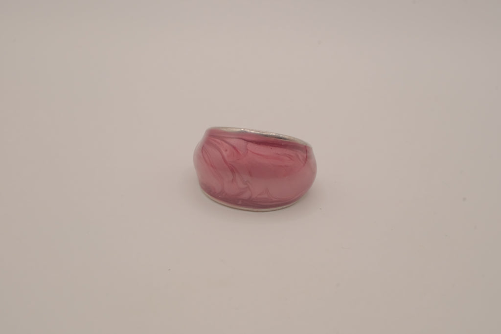 Pink marbled dome ring