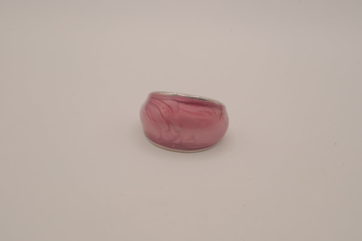 Pink marbled dome ring