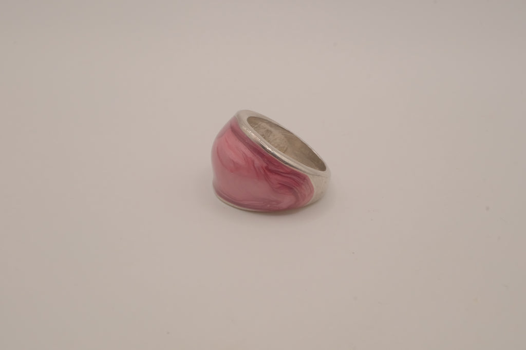 Pink marbled dome ring