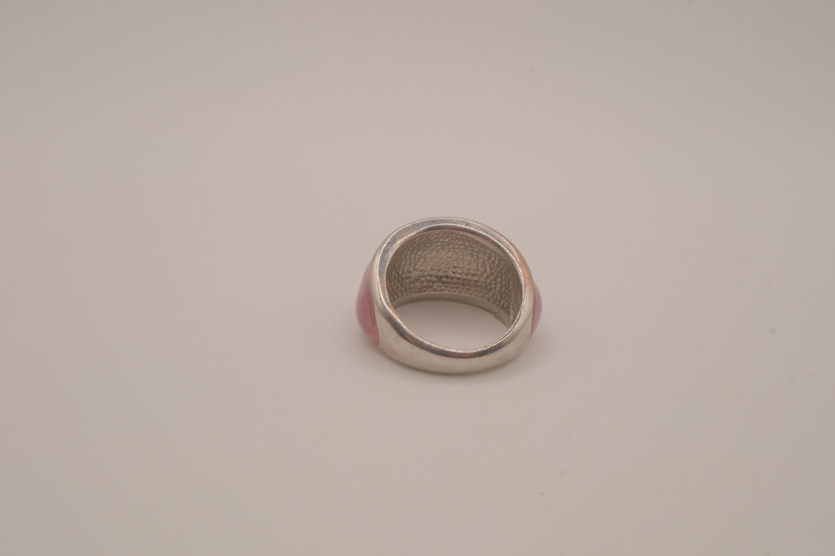 Pink marbled dome ring
