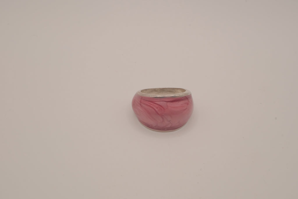 Pink marbled dome ring