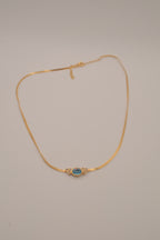 Vintage gold-tone herringbone chain necklace