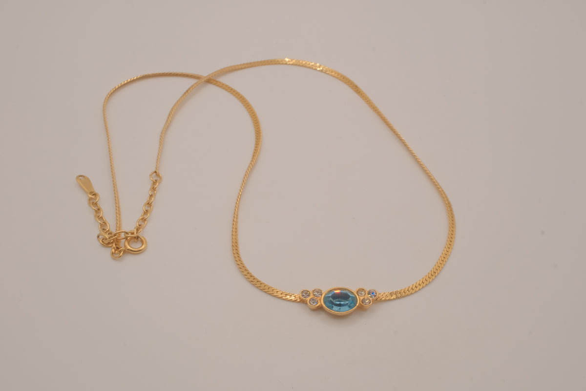 Vintage gold-tone herringbone chain necklace