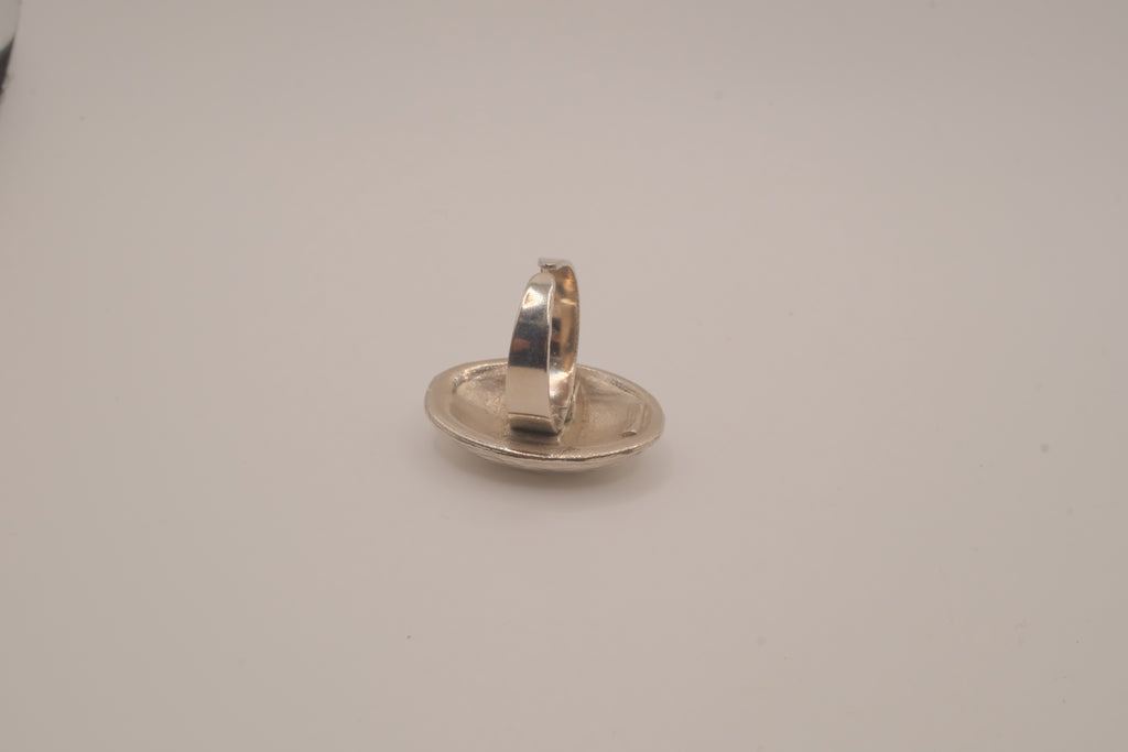 Vintage modernist silver tone statement ring