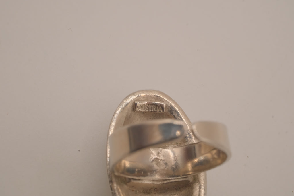 Vintage modernist silver tone statement ring