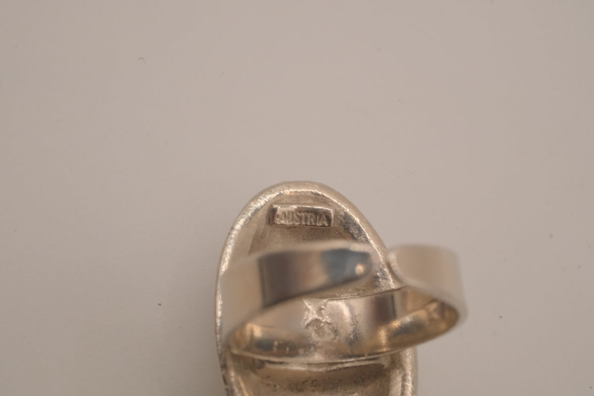 Vintage modernist silver tone statement ring